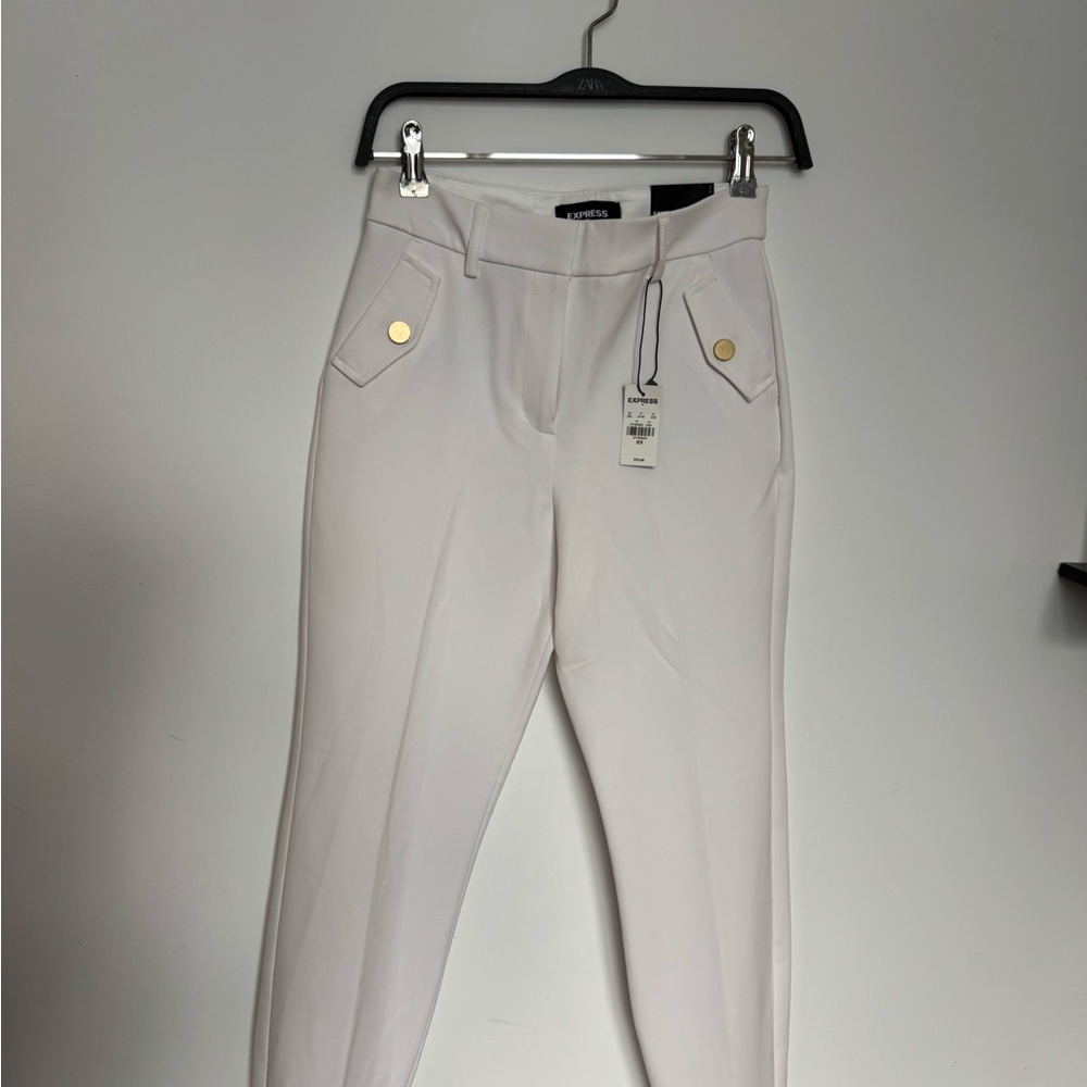 Express White Women's Trousers with Gold Accents NWT